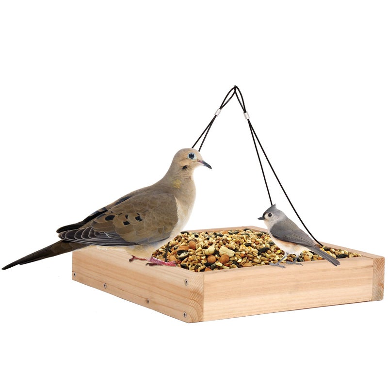 Wild Wings WWCF23 Rot Resistant Cedar Hanging Tray Bird Feeder with Fresh Seed Tray, Platform Feeder for Outdoor Wild Bird Seed Feeder and DÃ©cor, Wood - Image 1